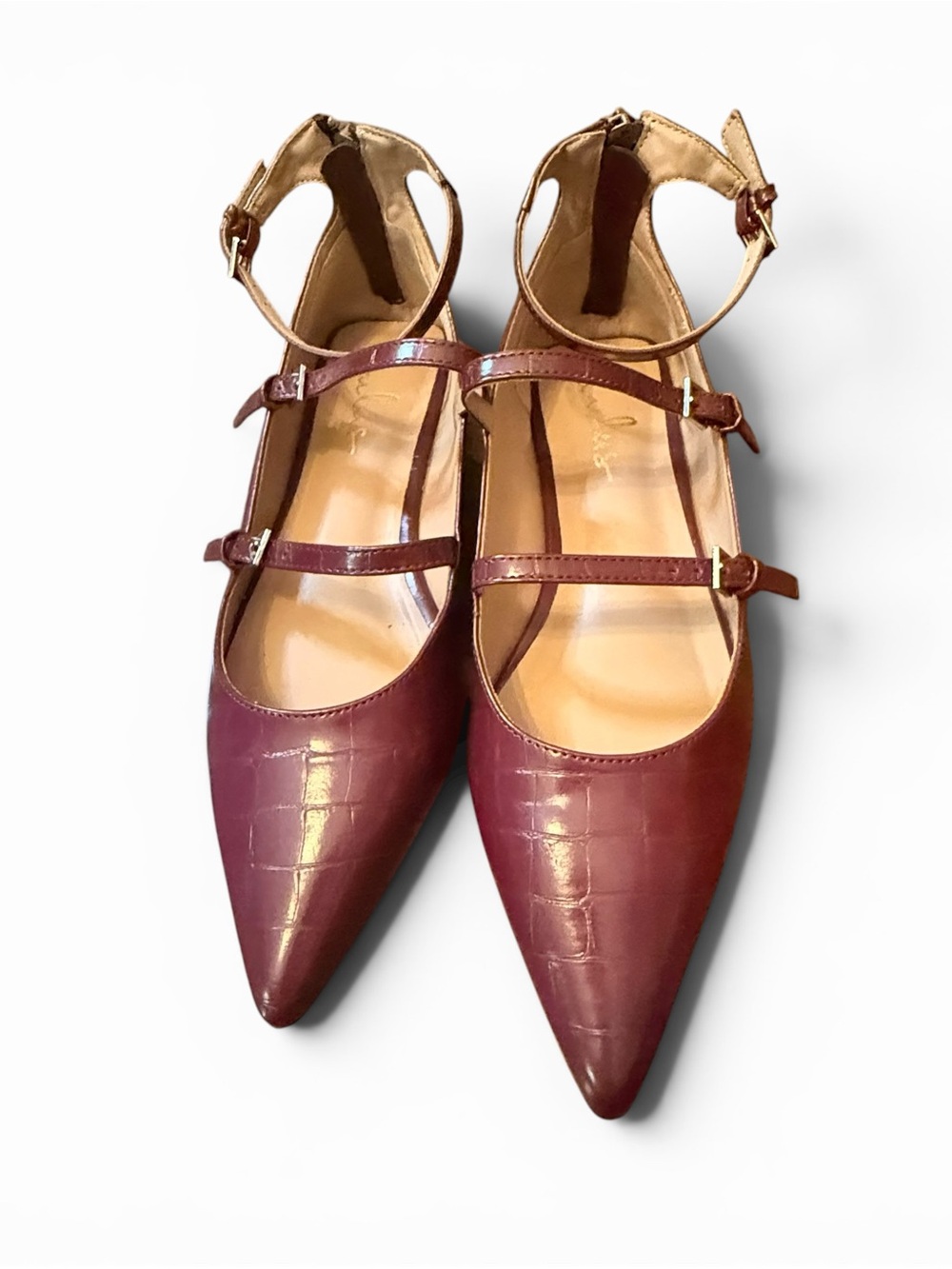 Lulus Shoes Pointed Ballet Flats Burgundy Flats Mary Jane Size 9